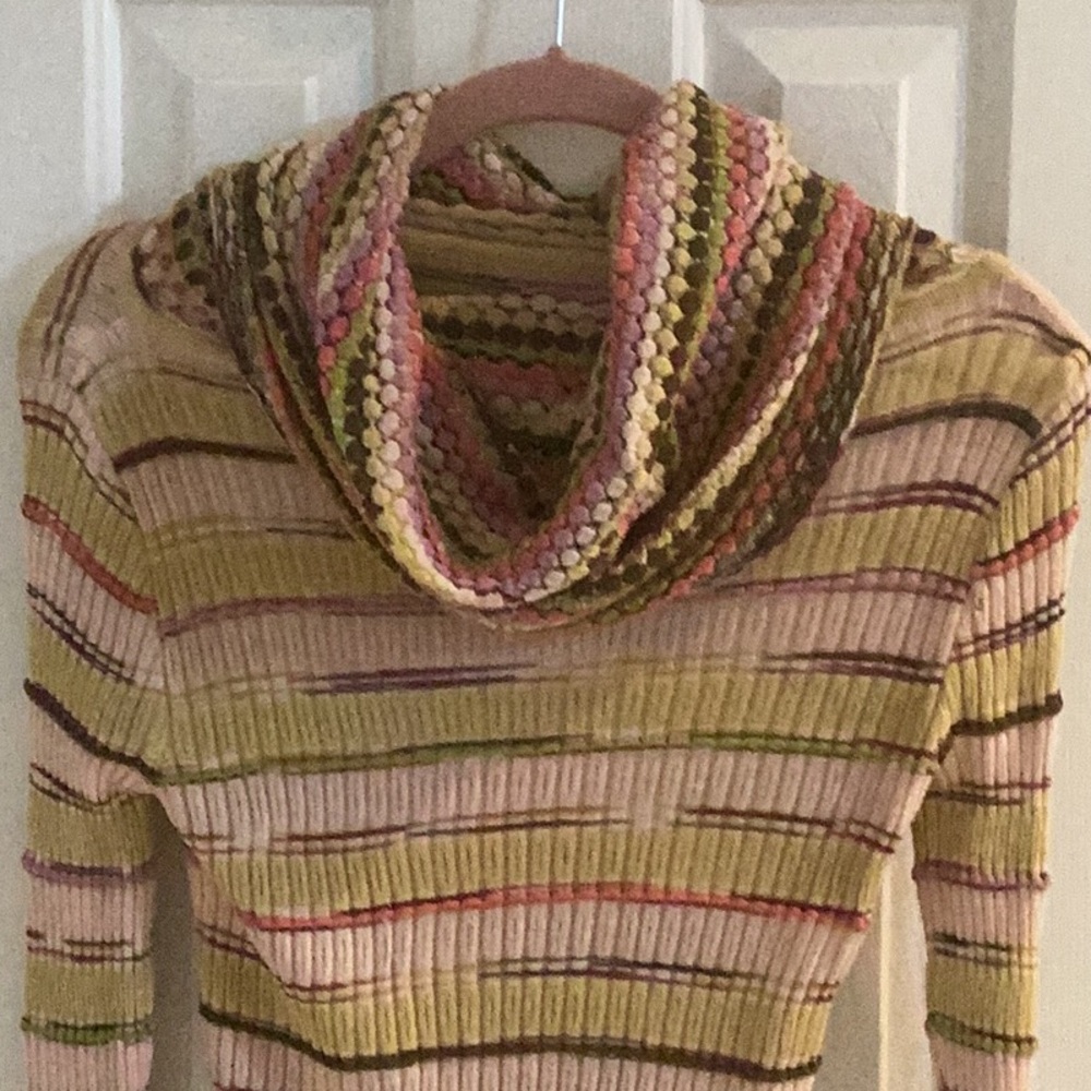 Missoni Vintage Multicolor Sweater w/ Unique Draped Neck